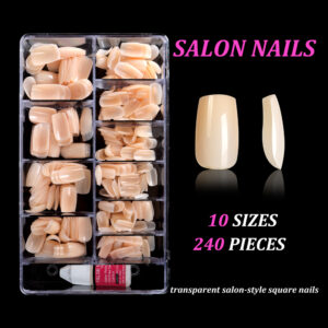 Senboma TPO&HEMA Free 240pcs Salon Nail Tips with False Nail Glue